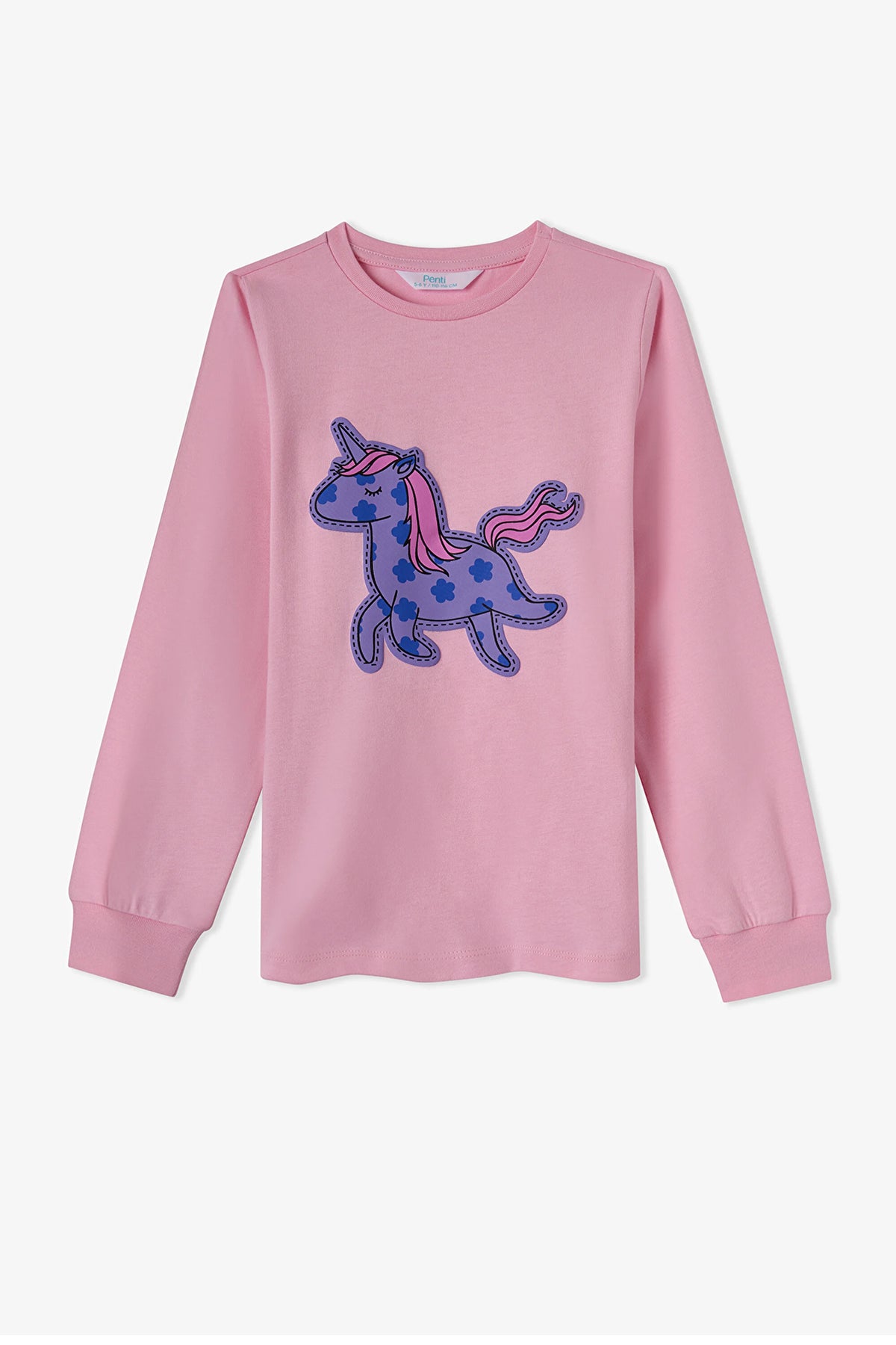 Kız Çocuk Pembe Loving Unicorn Pamuklu Uzun Kollu Pijama Takımı