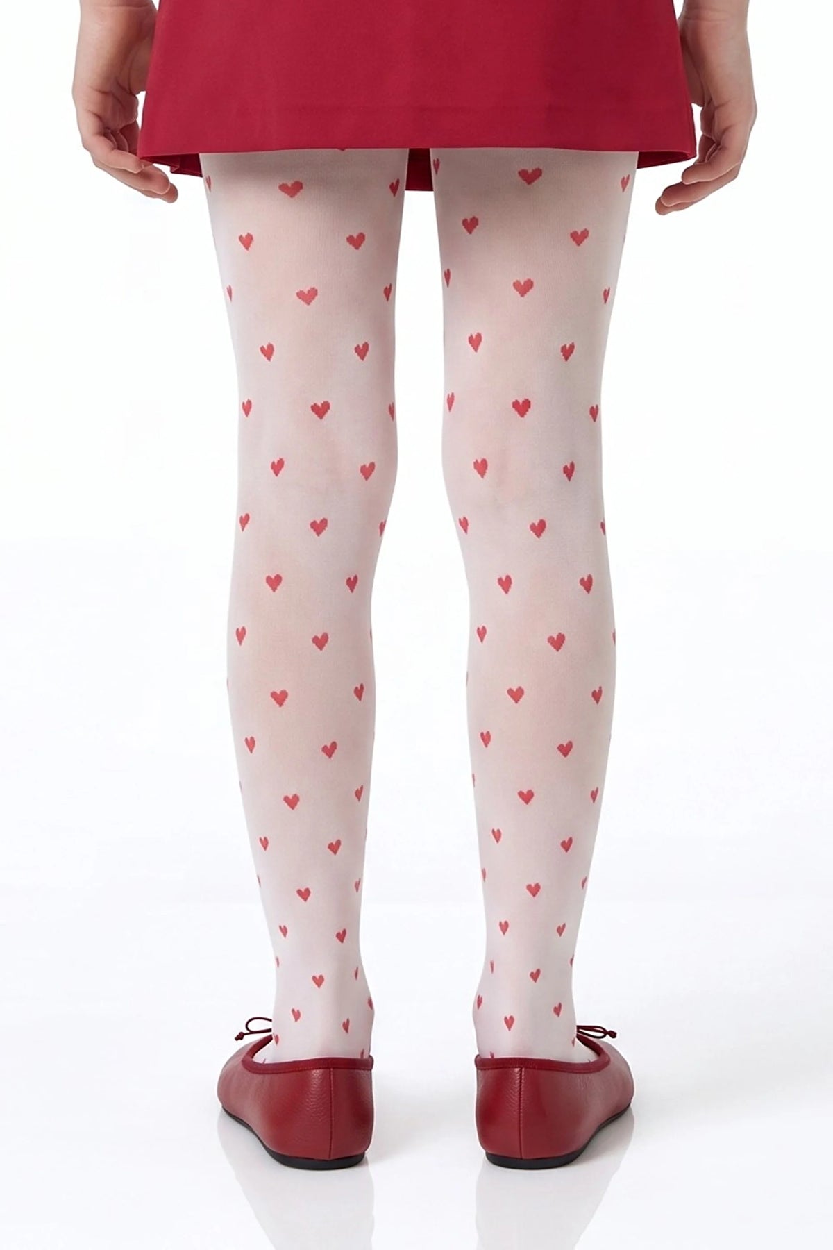 Beyaz Pretty Red Little Heart Külotlu Çorap