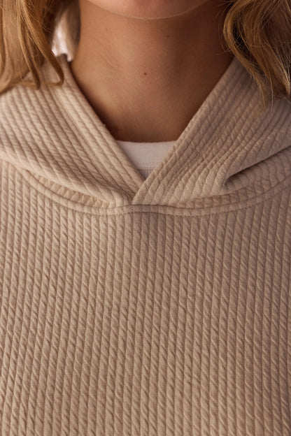 Pastel Bej Fitilli Uzun Kollu Sweatshirt