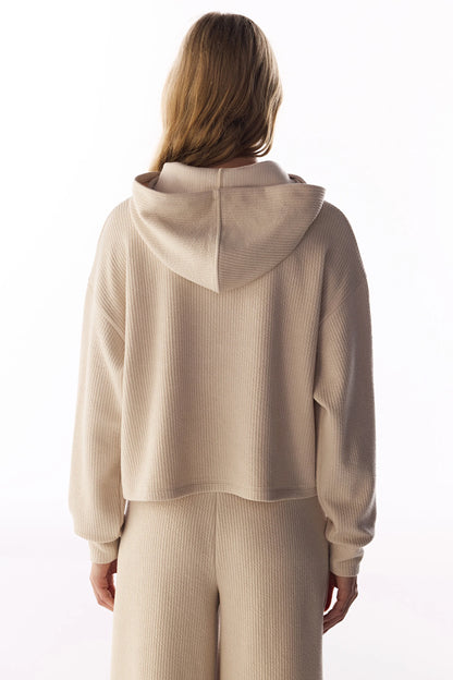 Pastel Bej Fitilli Uzun Kollu Sweatshirt