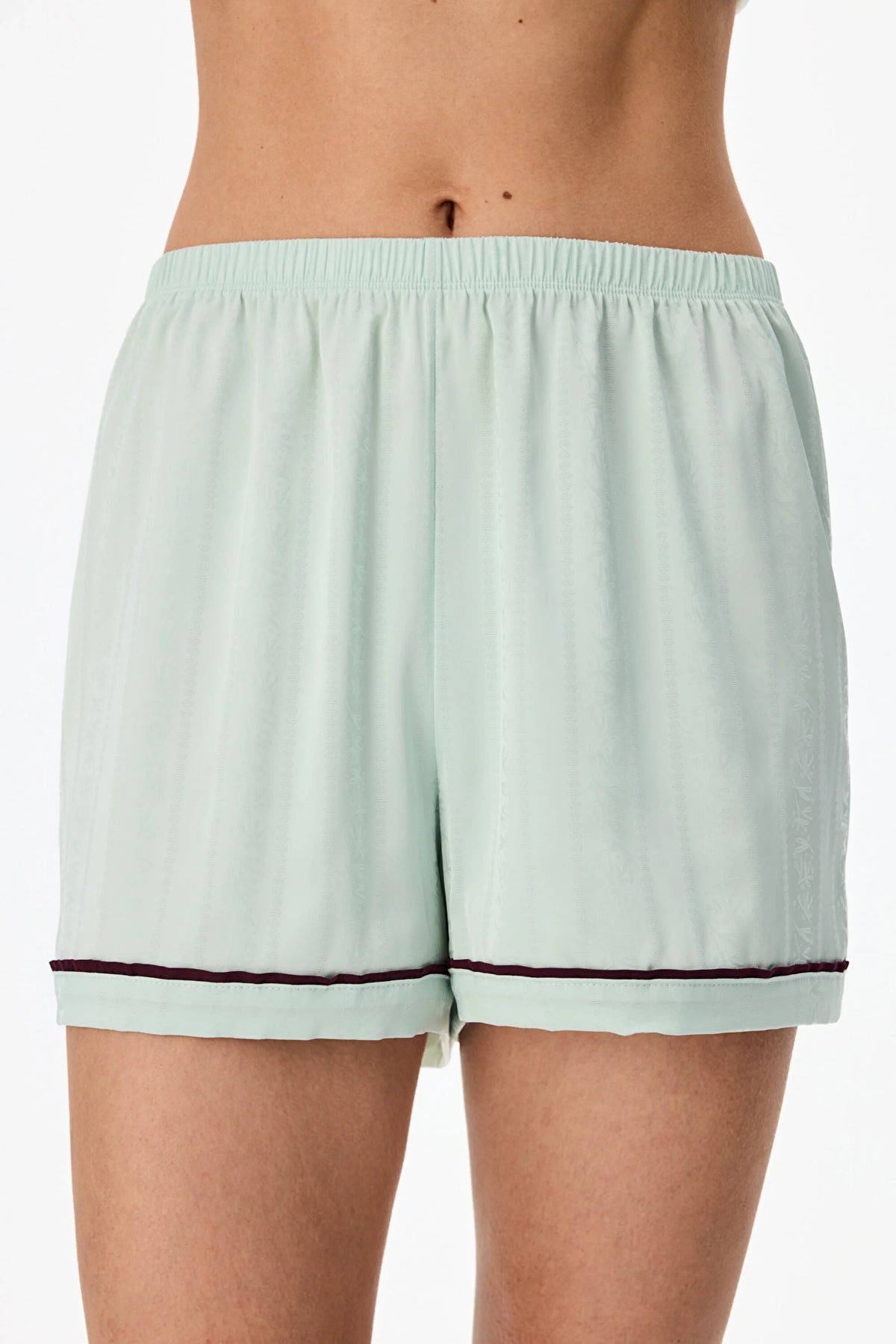 Mint Aurora Saten Çiçekli Şort Pijama Altı