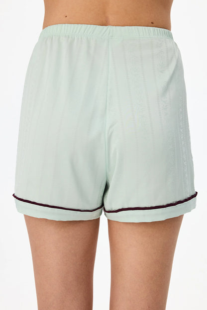 Mint Aurora Saten Çiçekli Şort Pijama Altı