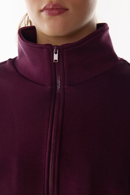 Bordo Ipeksi Dokunuş Silky Touch Yarım Fermuarlı Sweatshirt