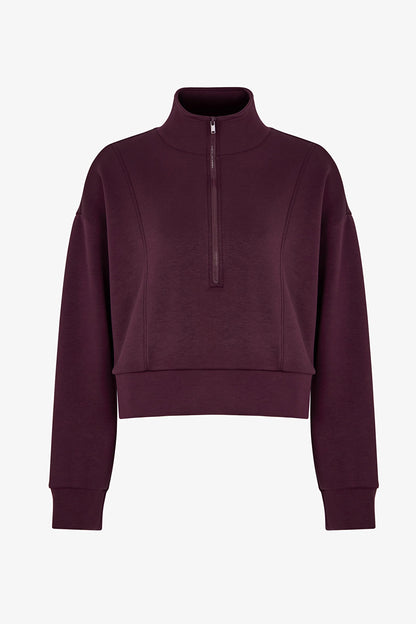 Bordo Ipeksi Dokunuş Silky Touch Yarım Fermuarlı Sweatshirt