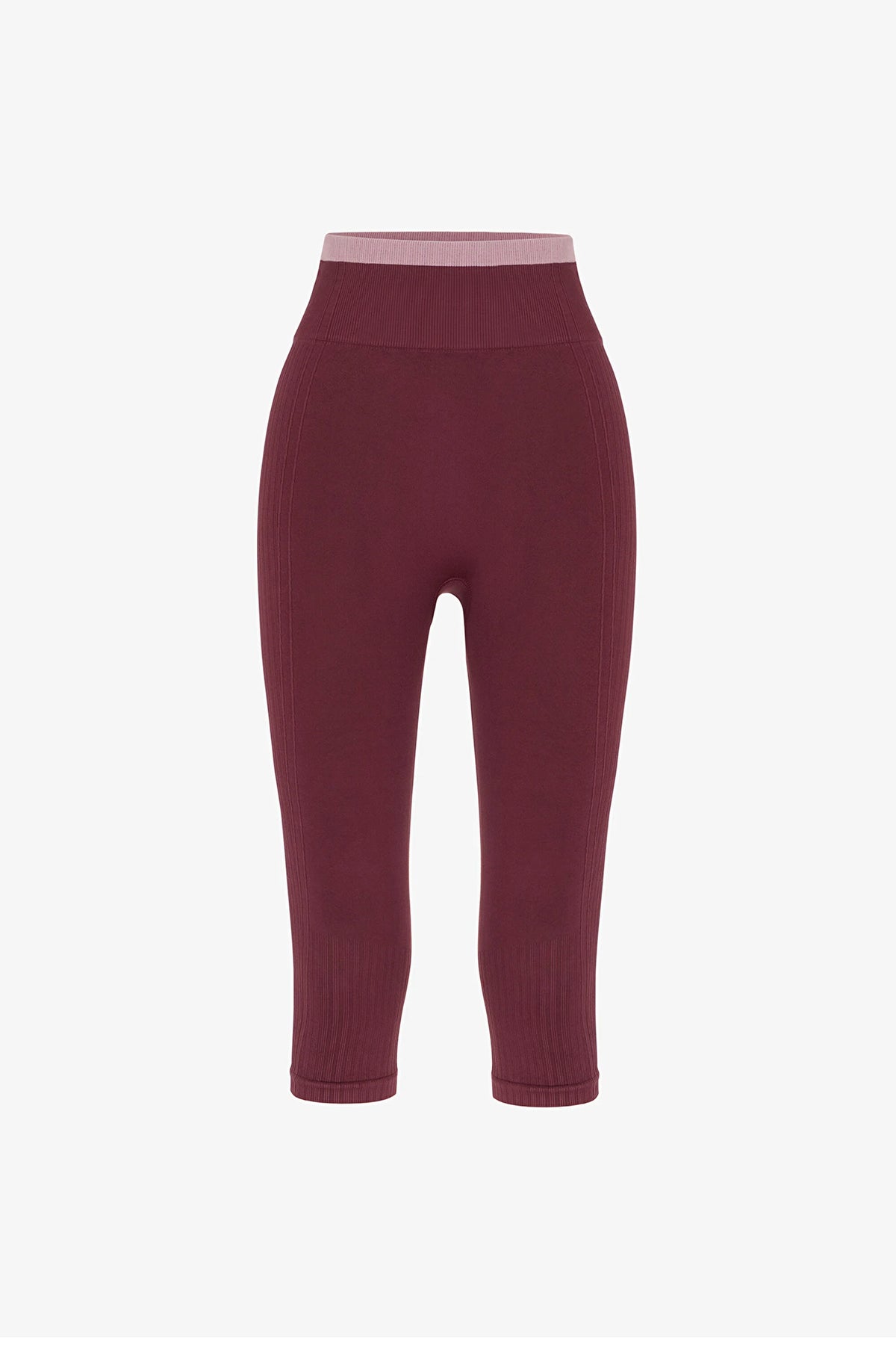 Bordo Dikişsiz Seamless Kapri Tayt