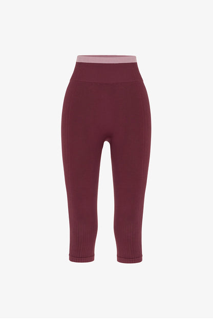 Bordo Dikişsiz Seamless Kapri Tayt