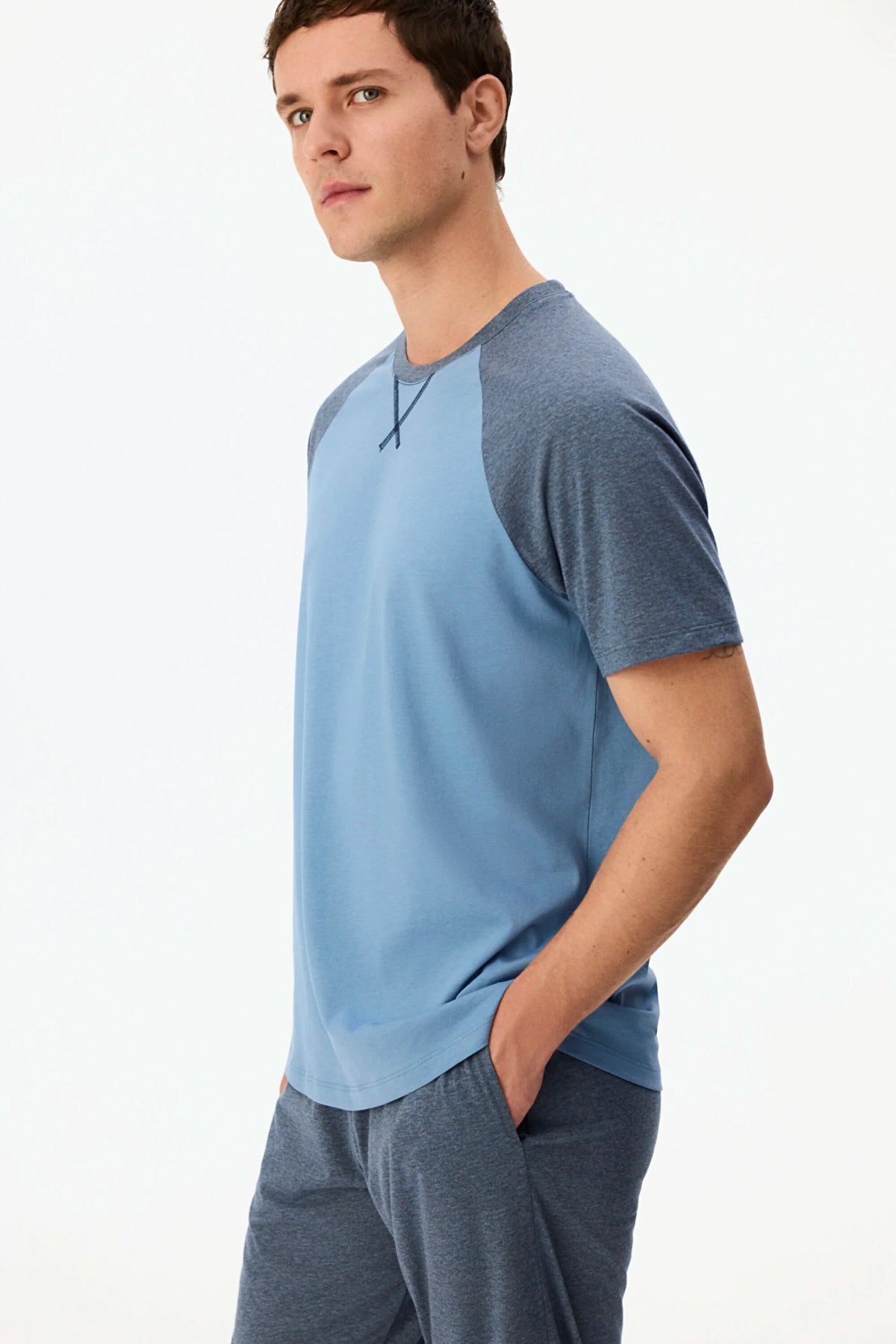 Erkek Tailored Blue Pantolon Kısa Kollu Pijama Takımı