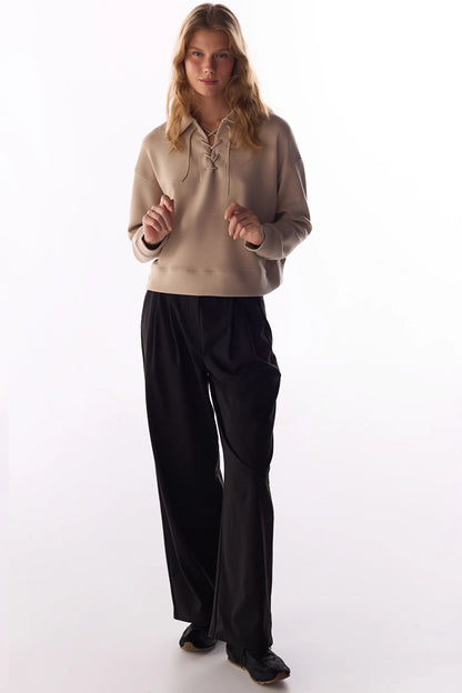 Siyah Daily Chic Yüksek Bel Pantolon