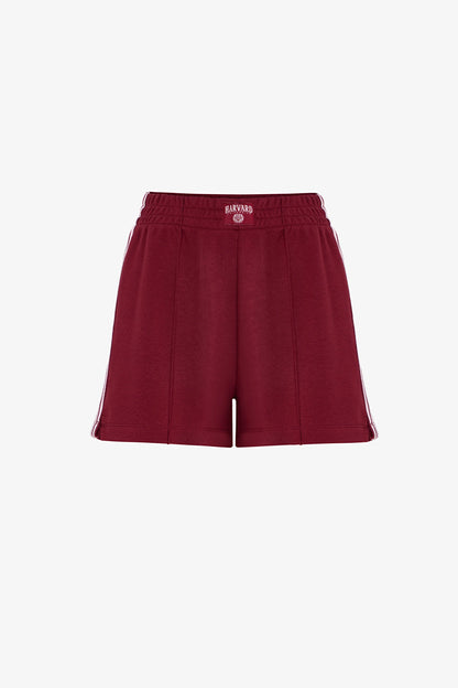 Bordo Harvard Şerit Detaylı Retro Şort