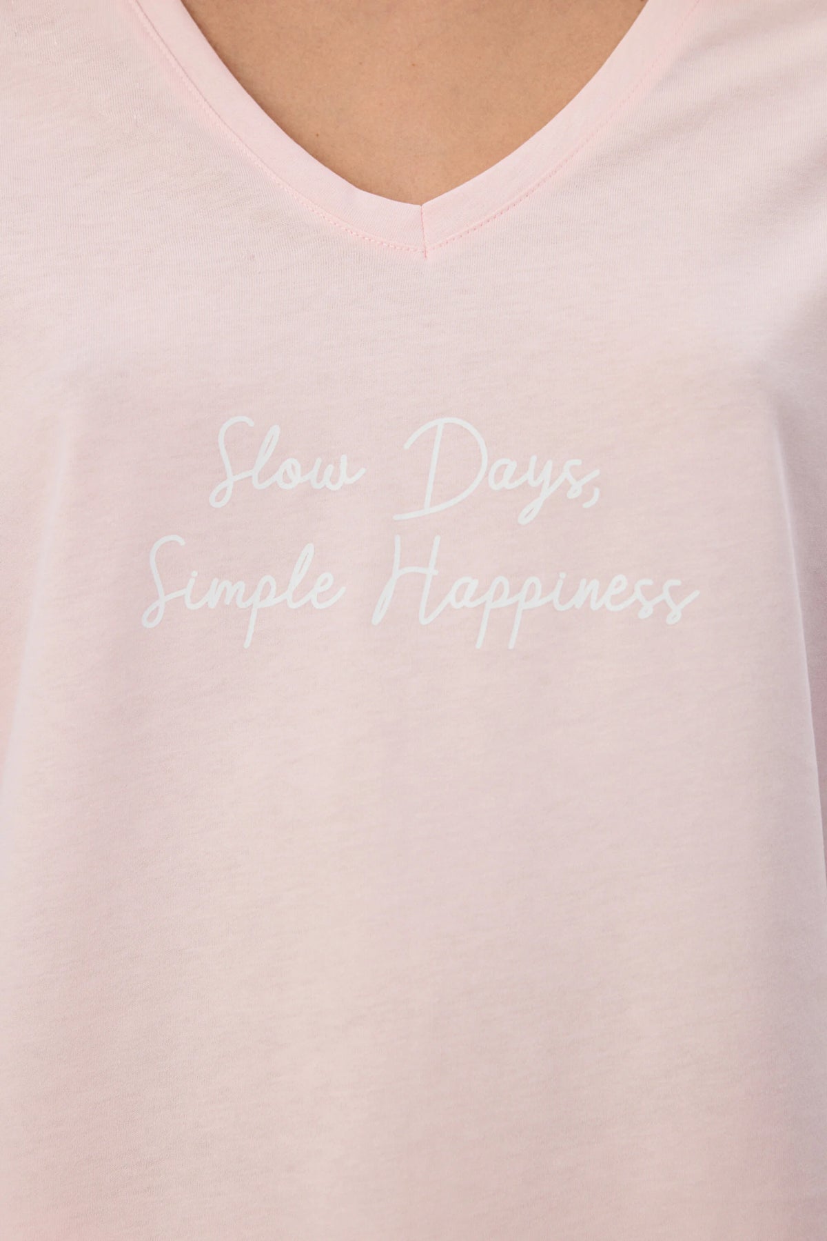 Pembe Slow Days Çizgili Kısa Kollu Kapri Pijama Takımı