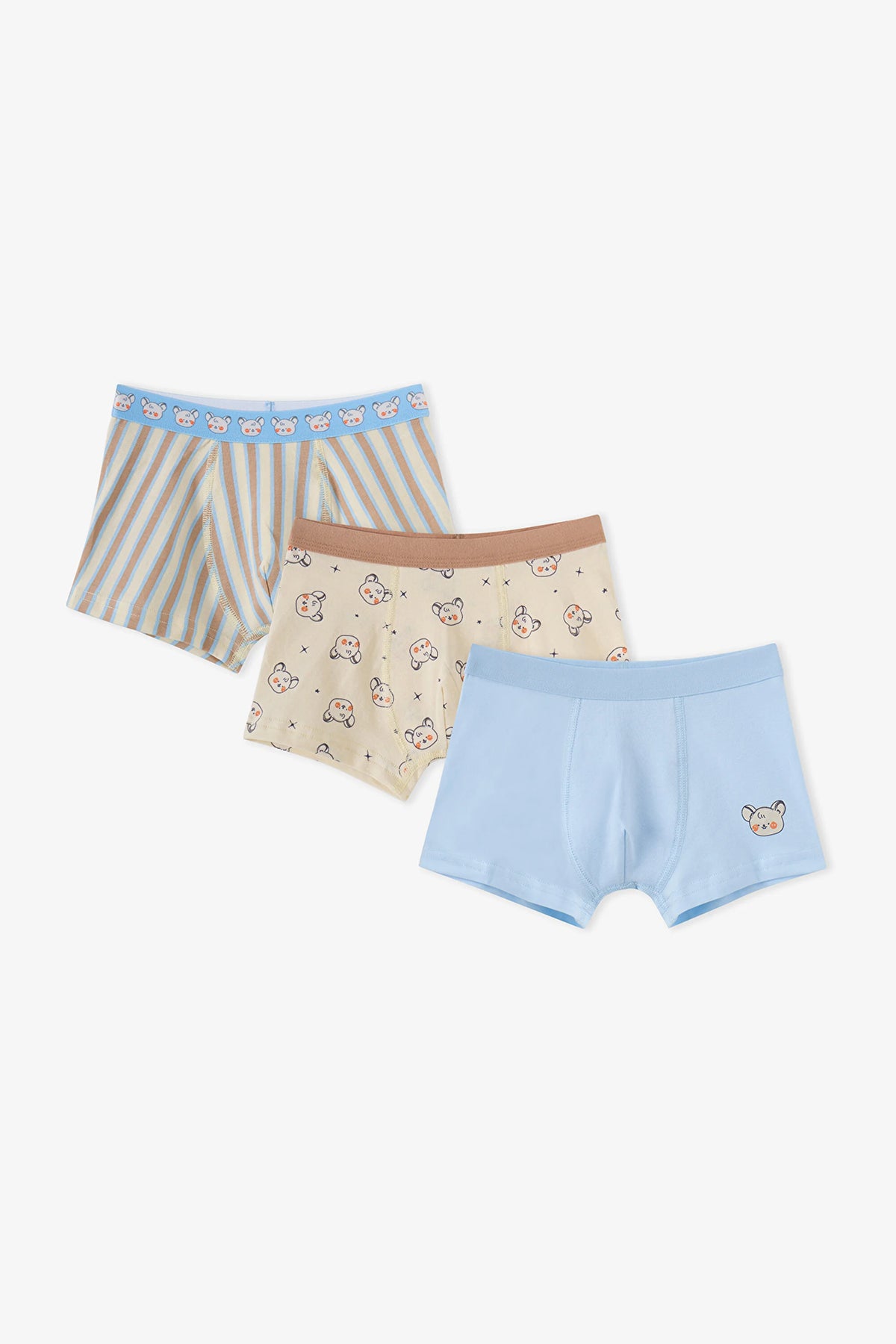 Erkek Çocuk Mavi Cute Animals Pamuklu 3'lü Boxer