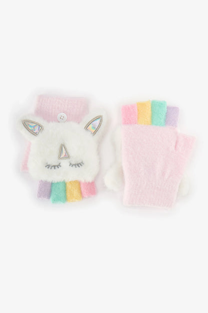 Kız Çocuk Ekru Unicorn Eldiven