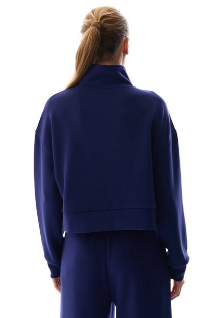 Lacivert Ipeksi Dokunuş Silky Touch Yarım Fermuarlı Sweatshirt