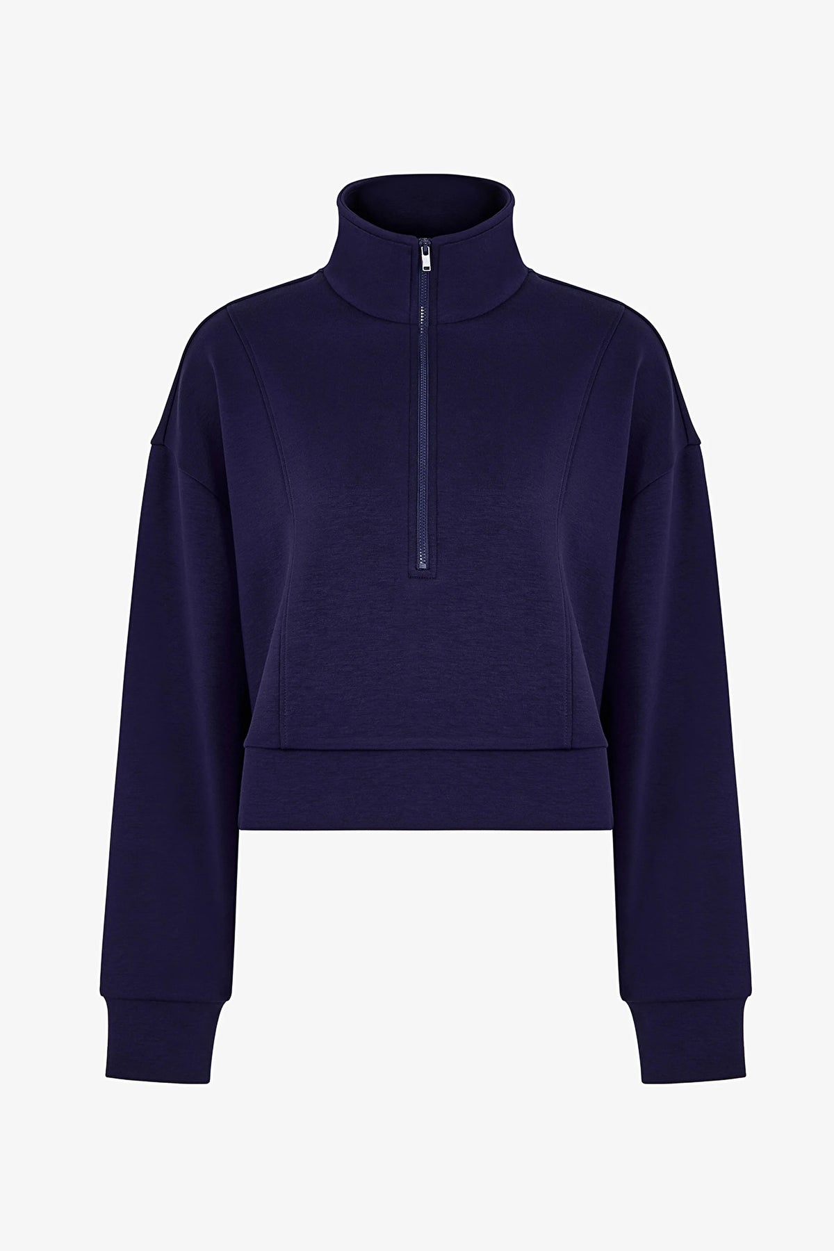 Lacivert Ipeksi Dokunuş Silky Touch Yarım Fermuarlı Sweatshirt