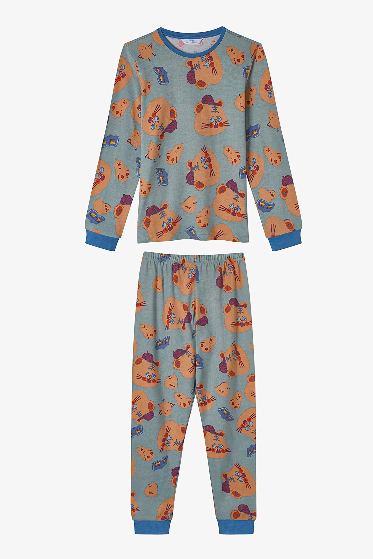 Erkek Çocuk Yeşil More Page Uzun Kollu Pijama Takımı