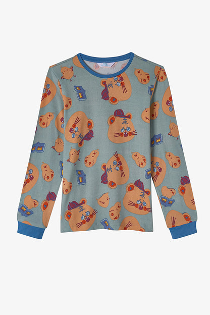 Erkek Çocuk Yeşil More Page Uzun Kollu Pijama Takımı