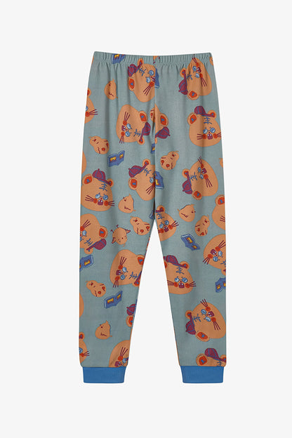 Erkek Çocuk Yeşil More Page Uzun Kollu Pijama Takımı