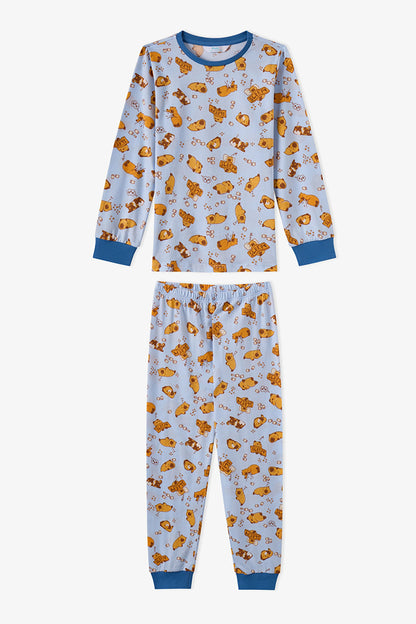 Erkek Çocuk Mavi Sleepy Club Pamuklu Uzun Kollu 2'li Pijama Takımı