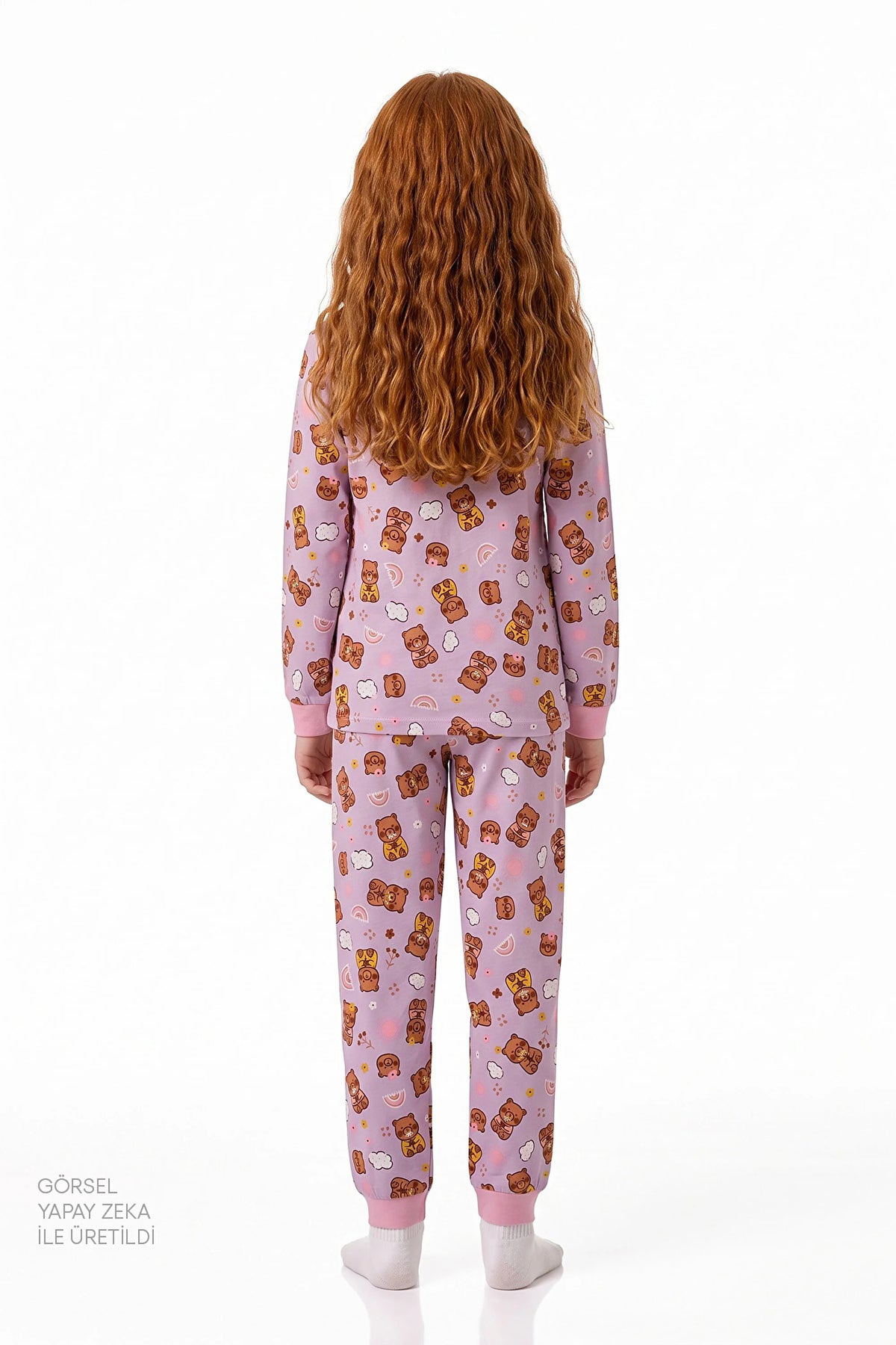 Kız Çocuk Pembe Friendly Capy Pamuklu Uzun Kollu 2'li Pijama Takımı