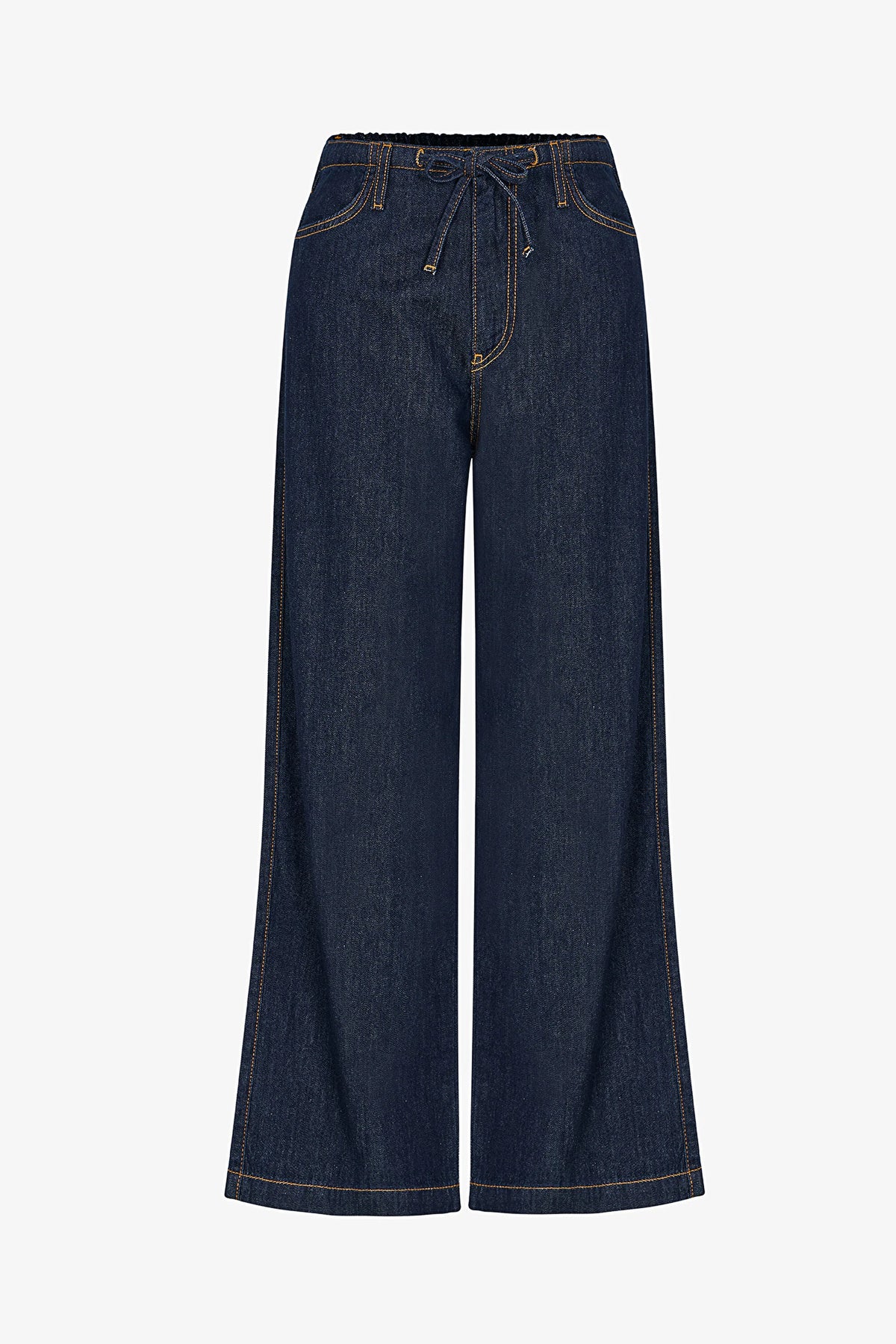 Koyu Mavi Denim Düz Kesim Pantolon