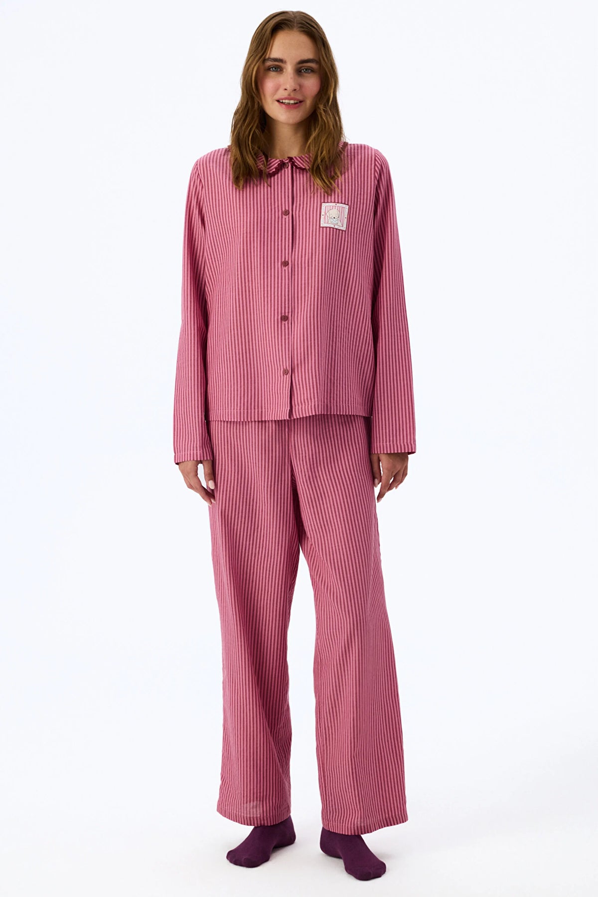 Gül Kurusu Rosy Uzun Kollu Gömlek Pantolon Pijama Takımı