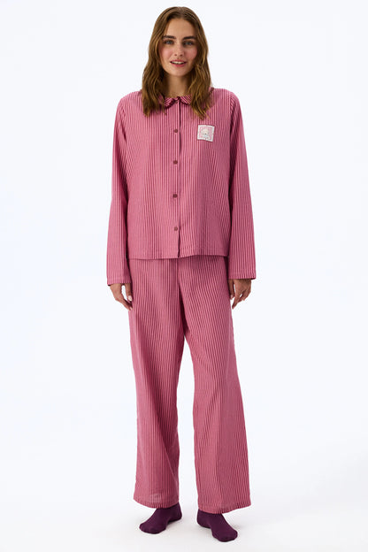 Gül Kurusu Rosy Uzun Kollu Gömlek Pantolon Pijama Takımı