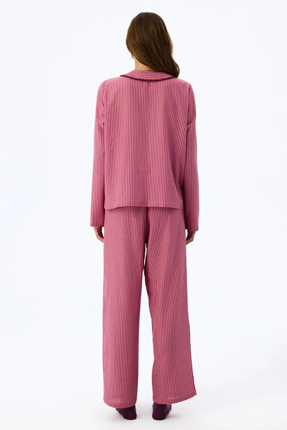 Gül Kurusu Rosy Uzun Kollu Gömlek Pantolon Pijama Takımı