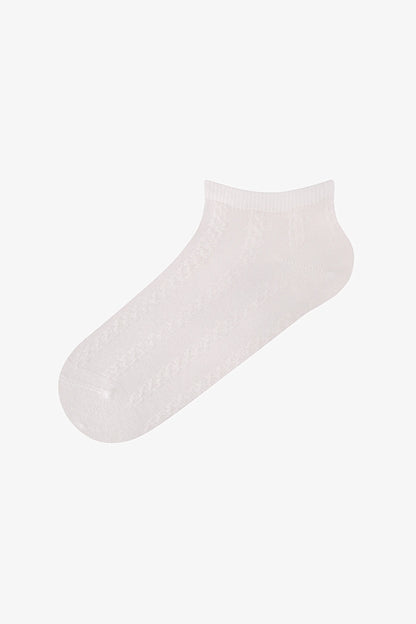 Gri Soft Clouded Jakarlı 5 Çift Patik Çorap