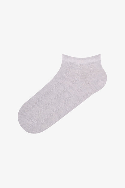 Gri Soft Clouded Jakarlı 5 Çift Patik Çorap