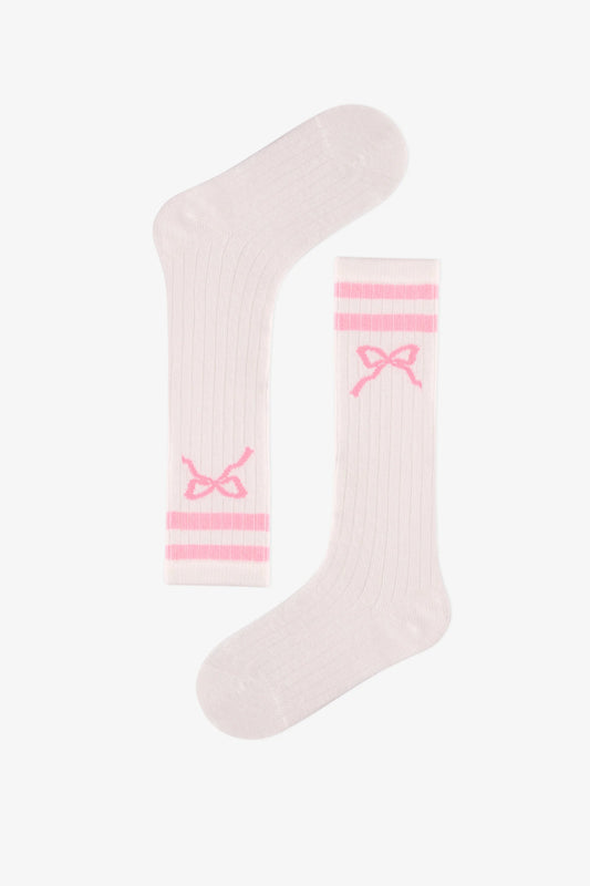 Kız Çocuk Marsmelov Pink Bow Pamuklu Pantolon Çorap