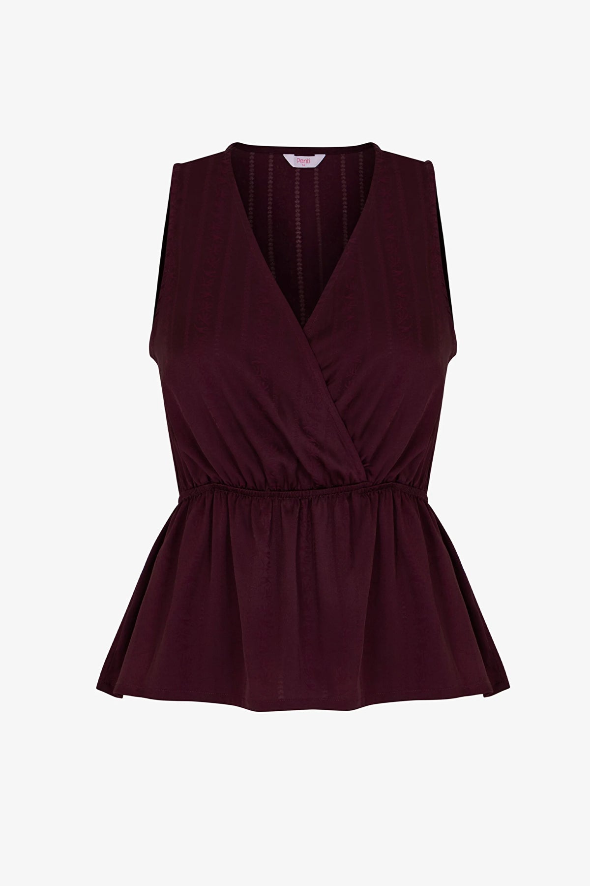Bordo Aurora Dark Saten Çiçekli Atlet Pijama Üstü