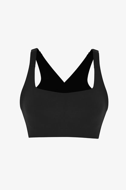 Siyah Stretch360 Orta Destek Çapraz Sırt Detaylı Kaydırmaz Askılı Cross Back Spor Sütyeni