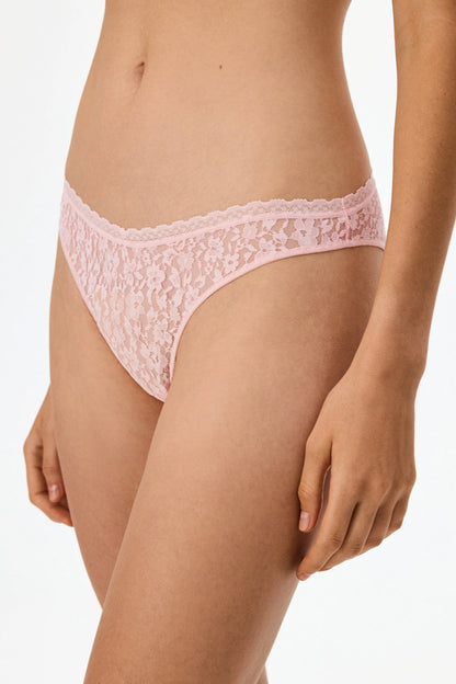 Pembe Easy Dantel V Kesim Çiçekli Brazilian Külot