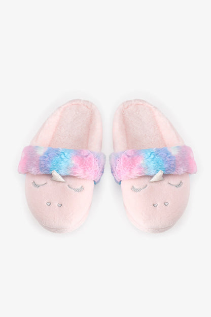 Kız Çocuk Pembe Puffy Unicorn Dokulu Terlik