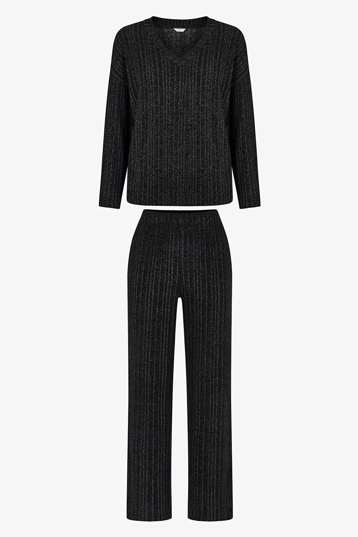 Siyah Cozy Night Uzun Kollu Pantolon Pijama Takımı