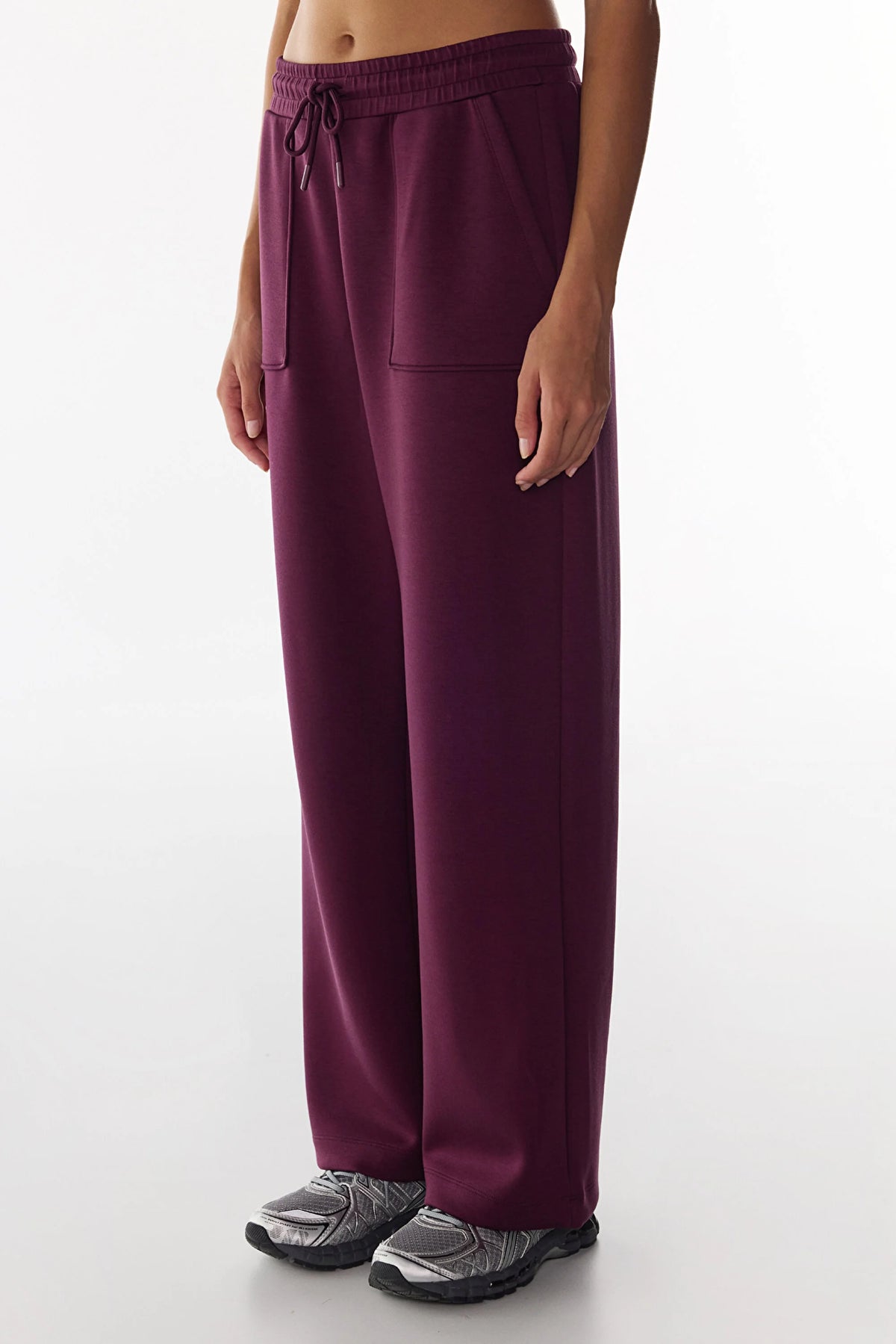 Bordo Ipeksi Dokunuş Silky Touch Ayarlanabilir Bel Cepli Eşofman Altı