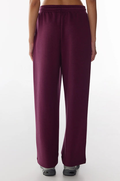 Bordo Ipeksi Dokunuş Silky Touch Ayarlanabilir Bel Cepli Eşofman Altı