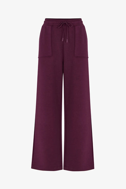 Bordo Ipeksi Dokunuş Silky Touch Ayarlanabilir Bel Cepli Eşofman Altı