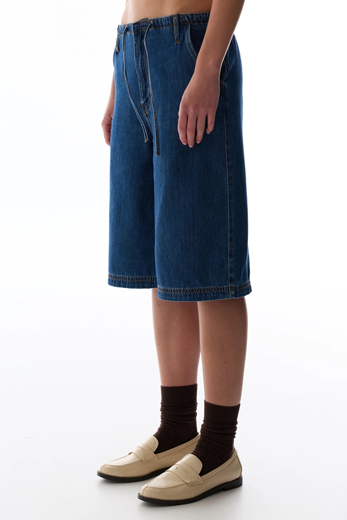 Koyu Mavi Denim Bermuda Şort