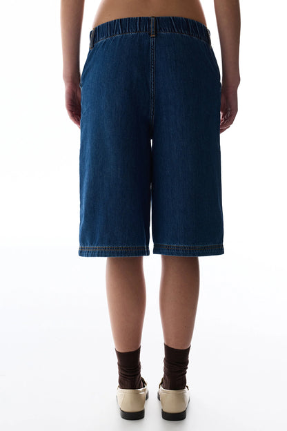 Koyu Mavi Denim Bermuda Şort