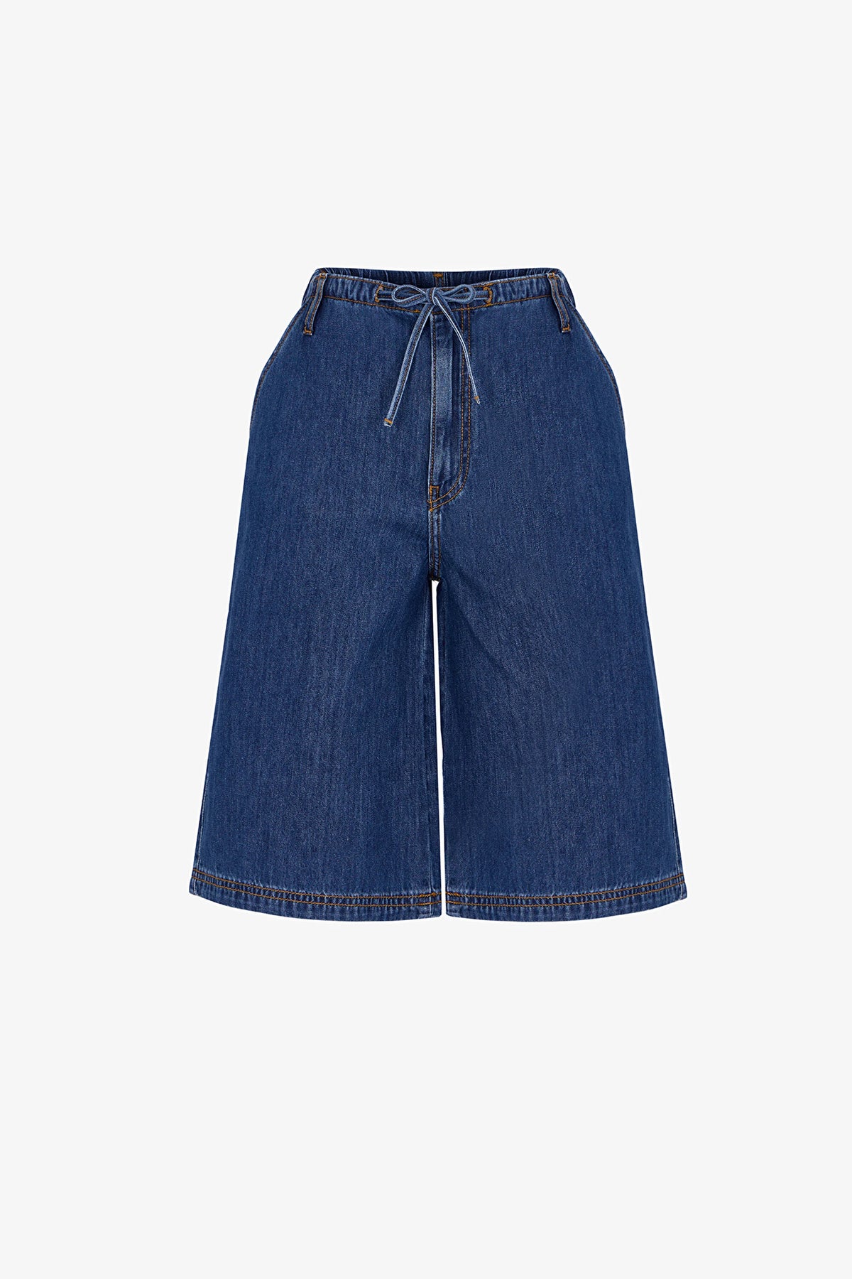 Koyu Mavi Denim Bermuda Şort