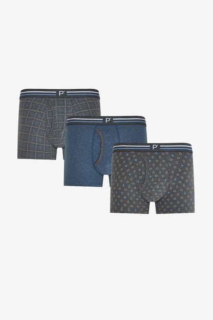 Erkek Blend Çizgili 3'lü Boxer