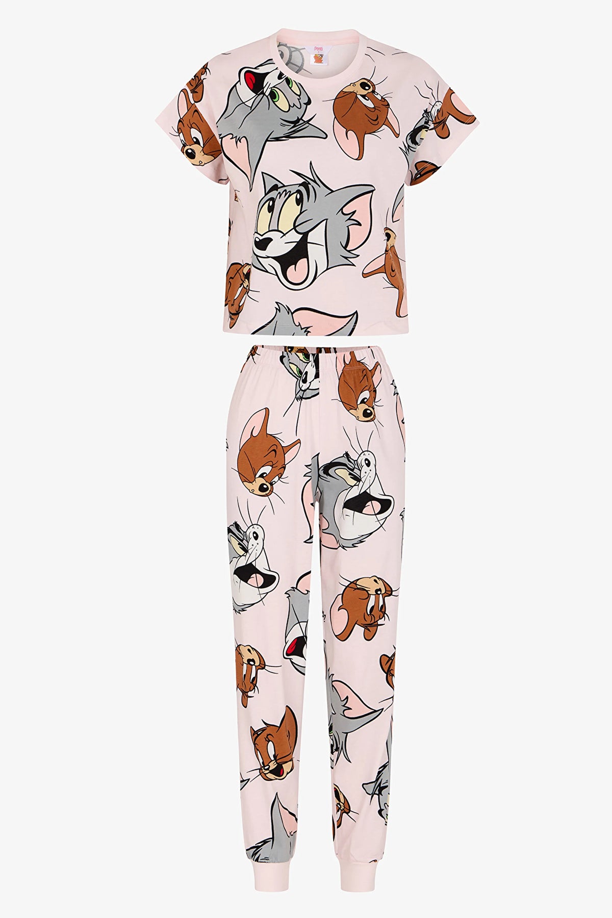 Lila Looney Tunes Tom&jerry Kedi Desenli Pantolon Kısa Kollu Pijama Takımı