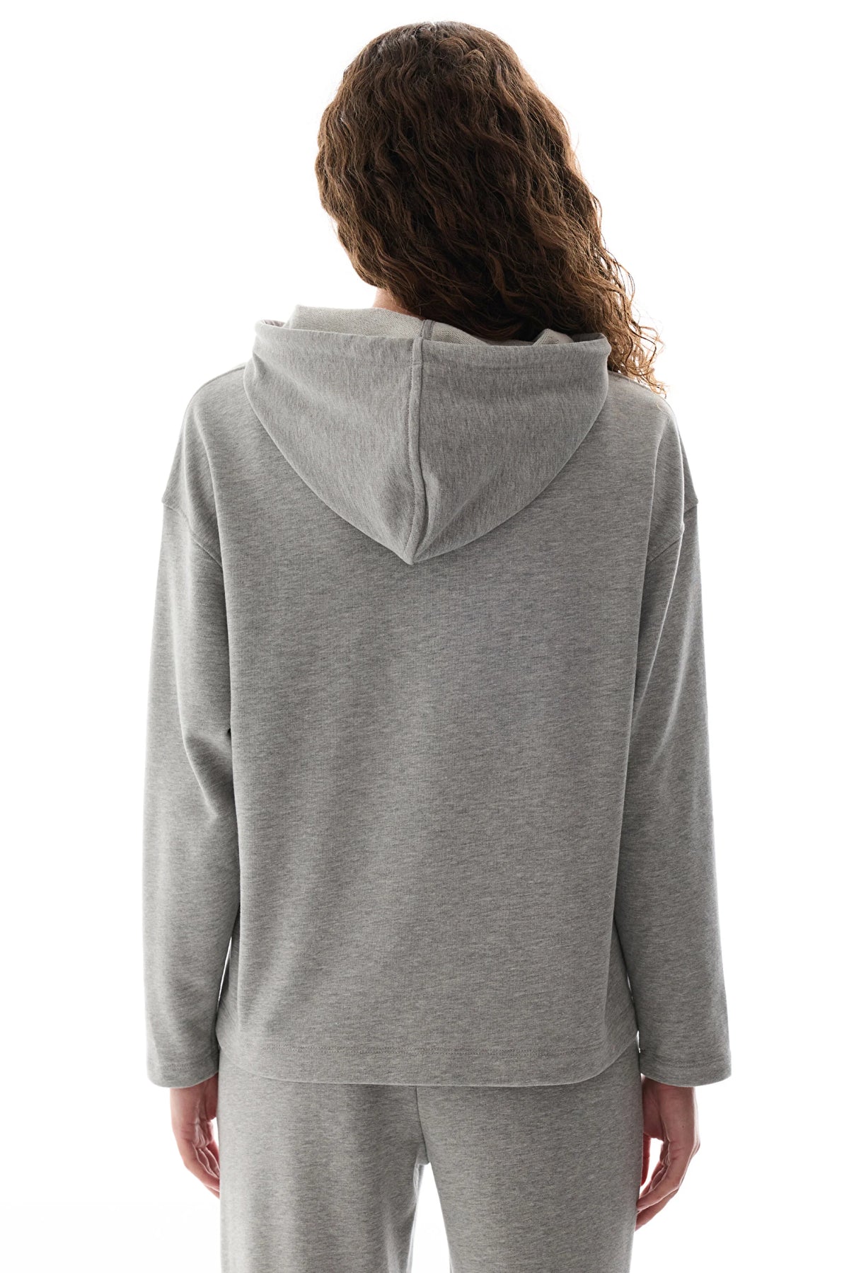 Gri Oversize Kapüşonlu Sweatshirt