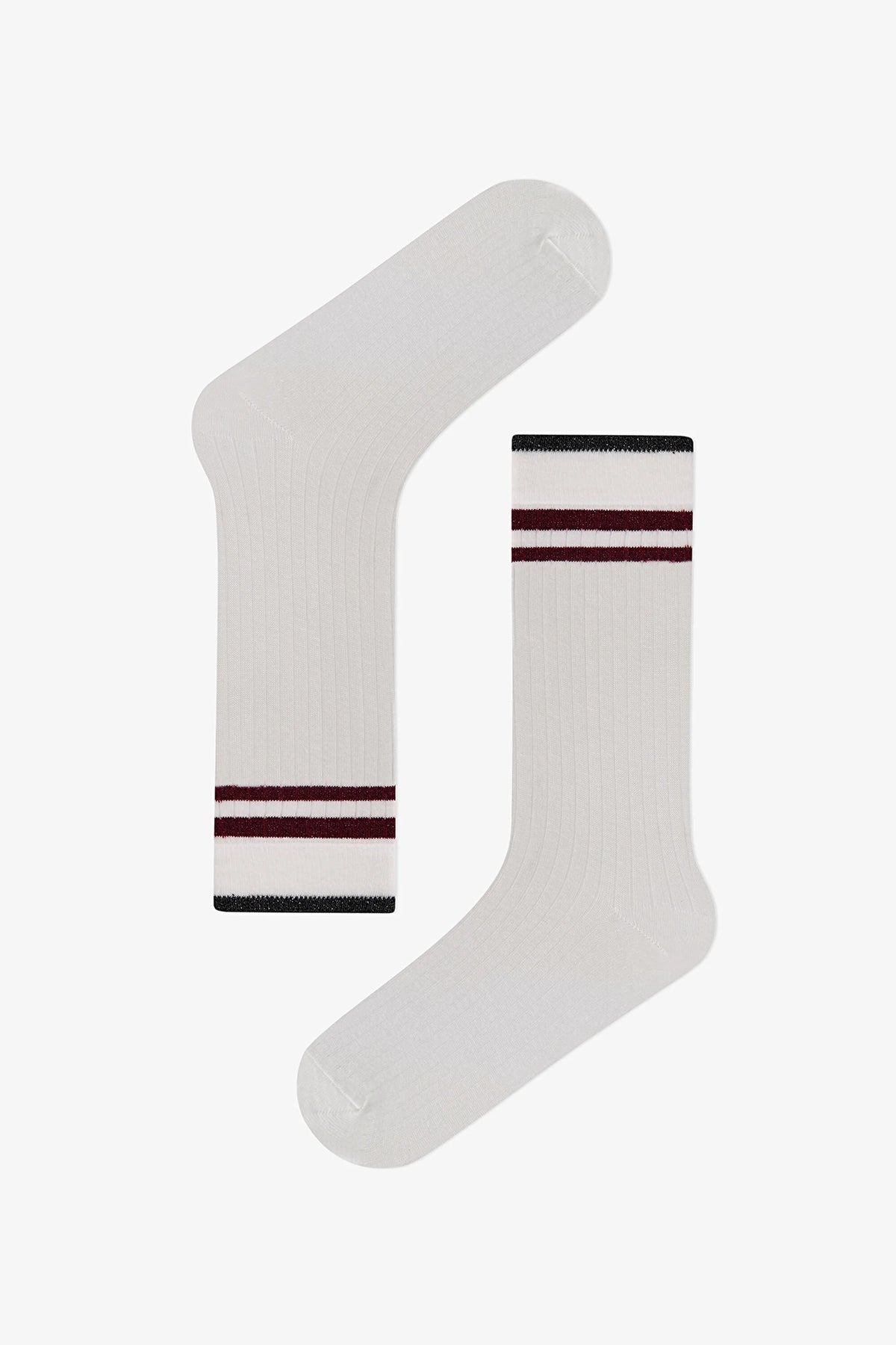 Marsmelov Retro Lines Çizgili Pamuklu 3 Çift Soket Çorap