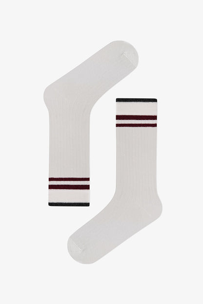 Marsmelov Retro Lines Çizgili Pamuklu 3 Çift Soket Çorap
