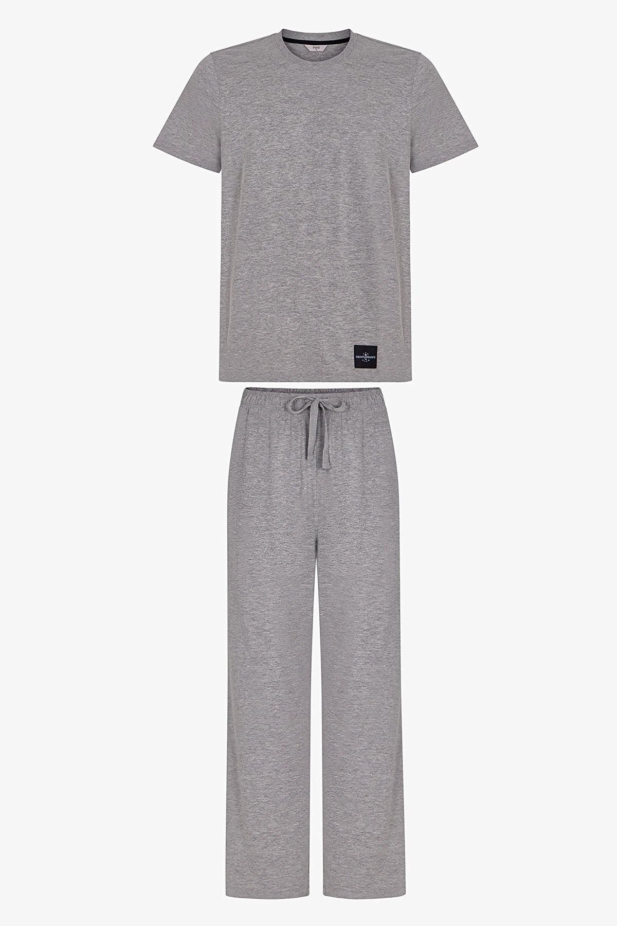 Erkek Gri Melanj Cloud Grey Pantolon Kısa Kollu Pijama Takımı