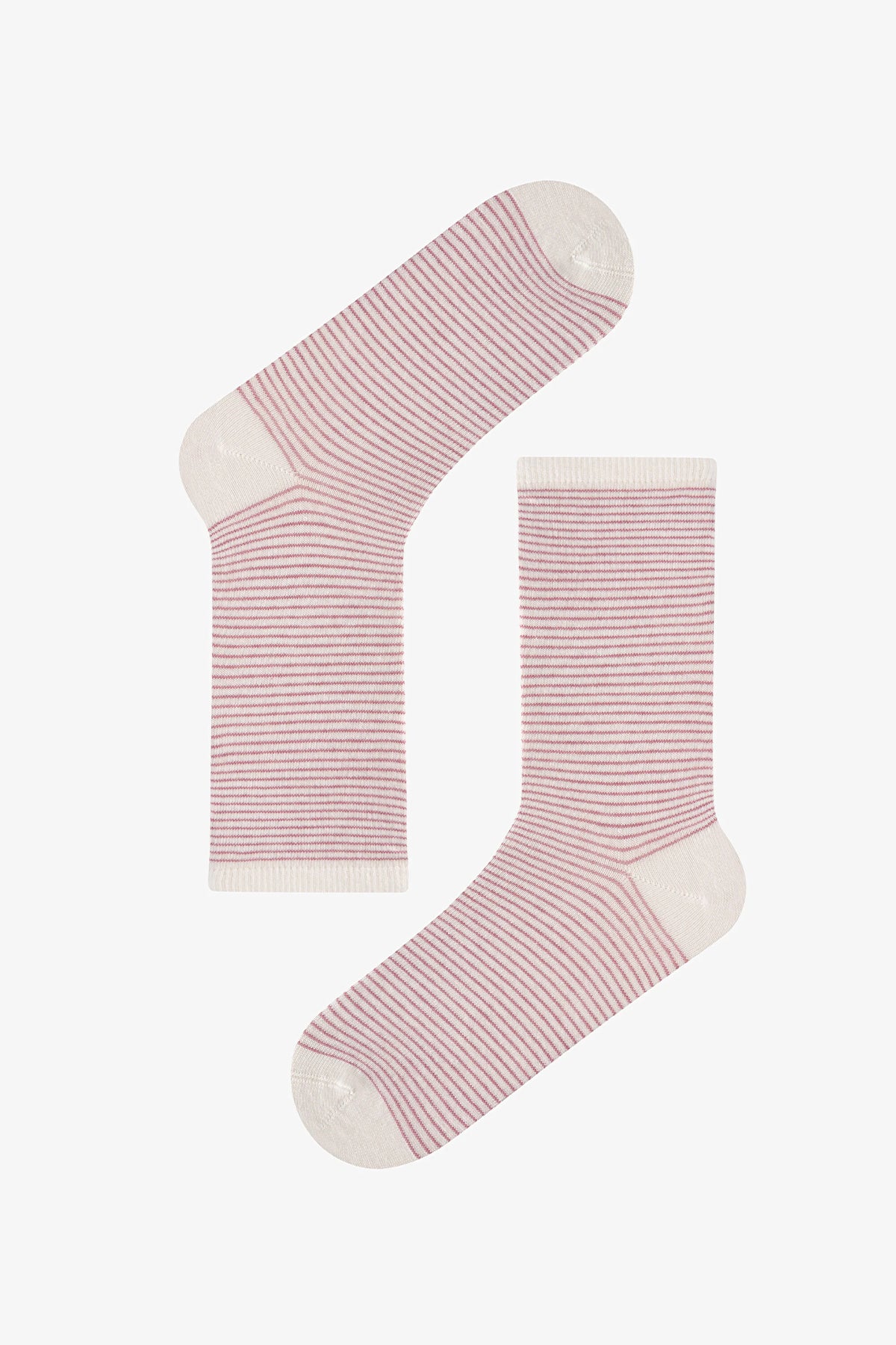 Pembe Bordo Fine Lines Çizgili 5 Çift Soket Çorap