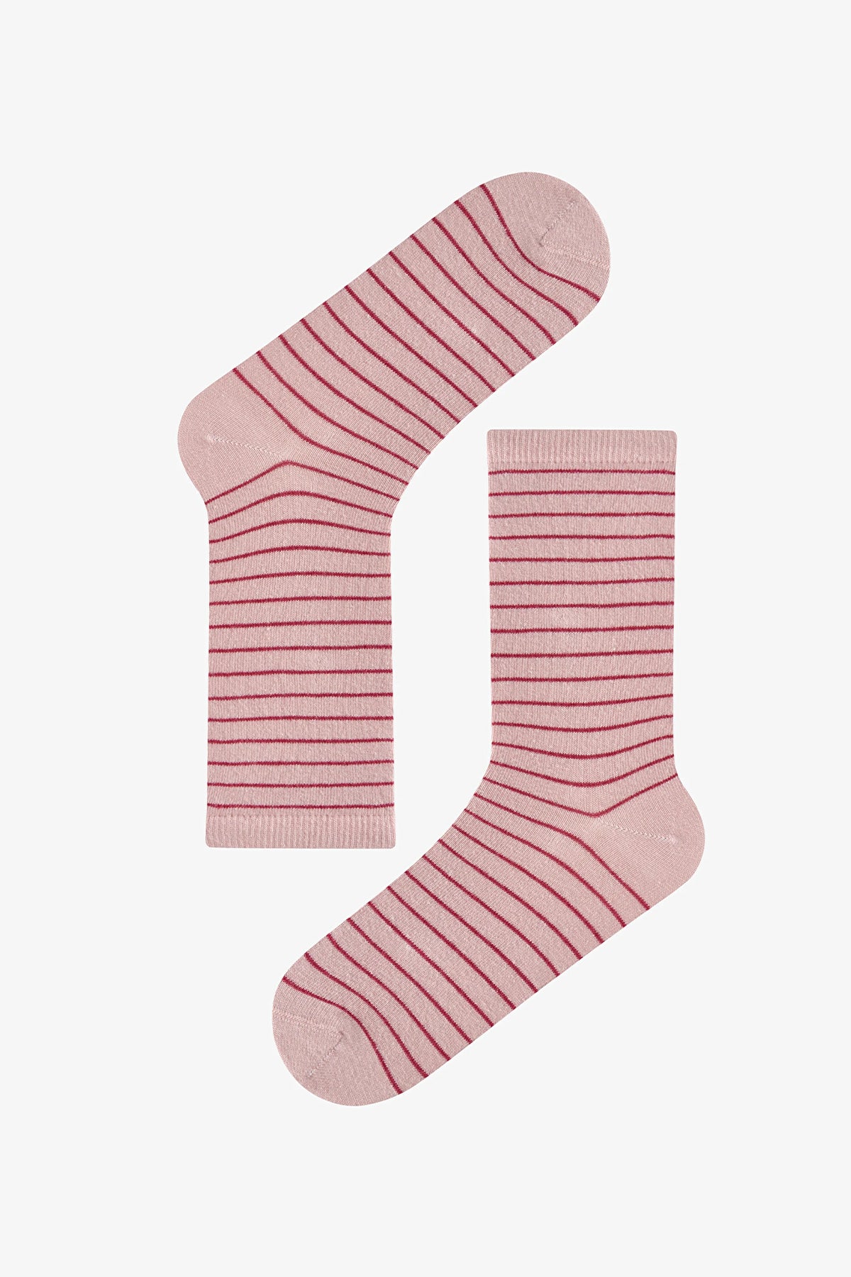 Pembe Bordo Fine Lines Çizgili 5 Çift Soket Çorap