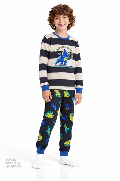 Erkek Çocuk Roarsome Pamuklu Uzun Kollu Pijama Takımı